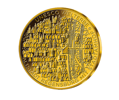 Goldmünze 100 Euro Altstadt Regensburg 2016 1/2 Unze