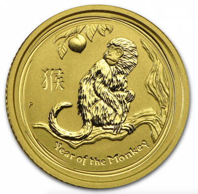 Goldmünze Jahr des Affen 1/10 Unze Lunar II 2016
